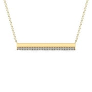 Anygolds 14K Real Solid Gold 0.08ctw Diamond Skinny Bar Necklace Minimalist Dainty Horizontal Bar Pendant Chain Necklace - MAS20055NY Yellow Gold