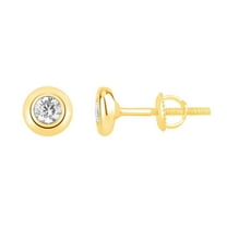 Anygolds 14K real solid Gold Genuine Diamond Stud Mini Earring Daily- 0.11ctw Yellow Gold