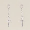 thumbnail image 1 of Anygolds 14K Real Solid Gold 0.13ctw Cross Drop Earrings - MAE1001W White Gold, 1 of 3