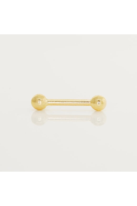 14K Real Solid Gold 16G 3mm Ball Straight Barbell Eyebrow Piercing Jewelry