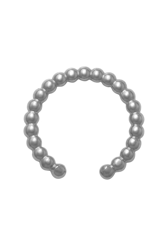 14K Real Solid Gold Beaded Ear Cuff Ring Cartilage Conch Helix No Piercing -MBJ2275 White Gold