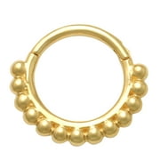 ANYGOLDS 14K Real Solid Gold Beaded Hoop Nose Septum Earring - Cartilage
