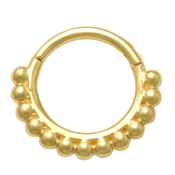 Anygolds 14K Real Solid Gold Beaded Hoop Nose Septum Earring - Cartilage