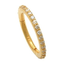 Anygolds 14K Real Solid Gold CZ Hoop Earring, Cartilage Helix Tragus Conch Piercing Jewelry