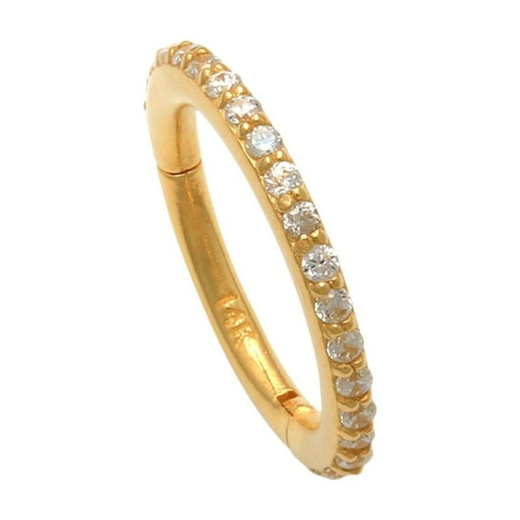 Anygolds 14K Real Solid Gold CZ Hoop Earring, Cartilage Helix Tragus Conch Piercing Jewelry