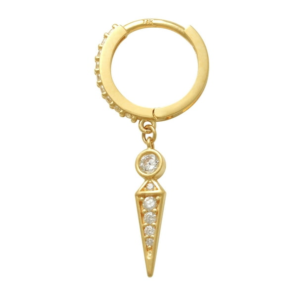 Anygolds 14K Real Solid Gold CZ Spike Drop Huggie Earring - Cartilage, Helix, Tragus