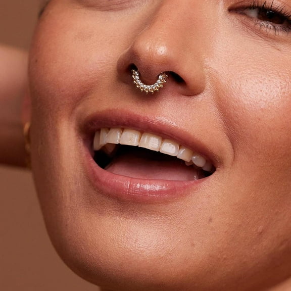 Anygolds 14K Real Solid Gold Cubic Zirconia Sunshine Hoop Earring Piercing 18gauge - MBJ4835-CZ-8Y Yellow Gold