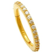 Anygolds 14K Real Solid Gold Diamond CZ Hoop Earring, Cartilage Daith Helix Tragu Conch Rook Snug Body Hoop Ear Clicker Ring Piercing Jewelry 16 Gauge - MBJ2101-CZY Yellow Gold