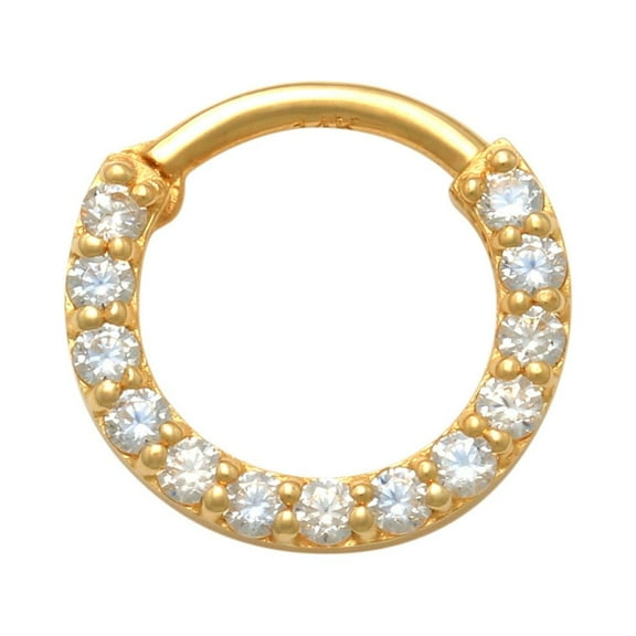 Anygolds 14K Real Solid Gold Diamond CZ Hoop Earring, Cartilage Daith Helix Tragu Conch Rook Snug Body Hoop Ear Clicker Ring Piercing Jewelry 18 Gauge - MBJ2317-CZY Yellow Gold