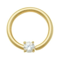 Anygolds 14K Real Solid Gold Diamond CZ Hoop Ring-Nose Lip Eyebrow Cartilage Daith Helix Tragu Conch Rook Snug Body Hoop Ear Piercing Jewelry 18 Gauge - MBJ3283-CZY Yellow Gold