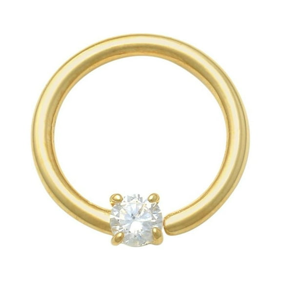 Anygolds 14K Real Solid Gold Diamond CZ Hoop Ring-Nose Lip Eyebrow Cartilage Daith Helix Tragu Conch Rook Snug Body Hoop Ear Piercing Jewelry 18 Gauge - MBJ3283-CZY Yellow Gold
