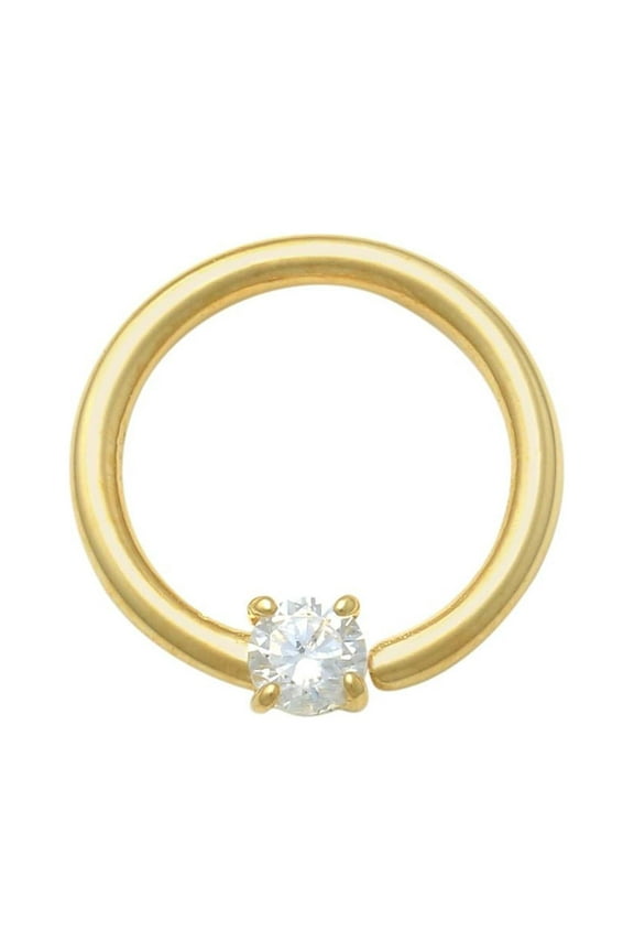 14K Real Solid Gold Diamond CZ Hoop Ring-Nose Lip Eyebrow Cartilage Daith Helix Tragu Conch Rook Snug Body Hoop Ear Piercing Jewelry 18 Gauge - MBJ3283-CZY Yellow Gold