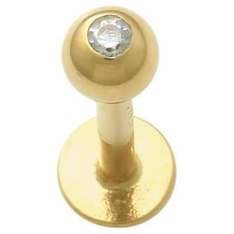 14KT Solid Yellow Gold Ear Cartilage Tragus Labret CZ Stud 14KT Solid Yellow Gold Ear Cartilage Tragus Labret CZ Stud