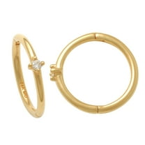 Anygolds 14K Real Solid Gold Diamond Hoop Earrings - Cartilage, Tragus, Conch