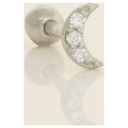 Anygolds 14K Real Solid Gold Diamond Petite Crescent Luna Cartilage Daith Helix Tragus Conch Rook Snug Ear Post Stud Piercing Earring Jewelry 18Gauge - MBJ4324-6W White Gold