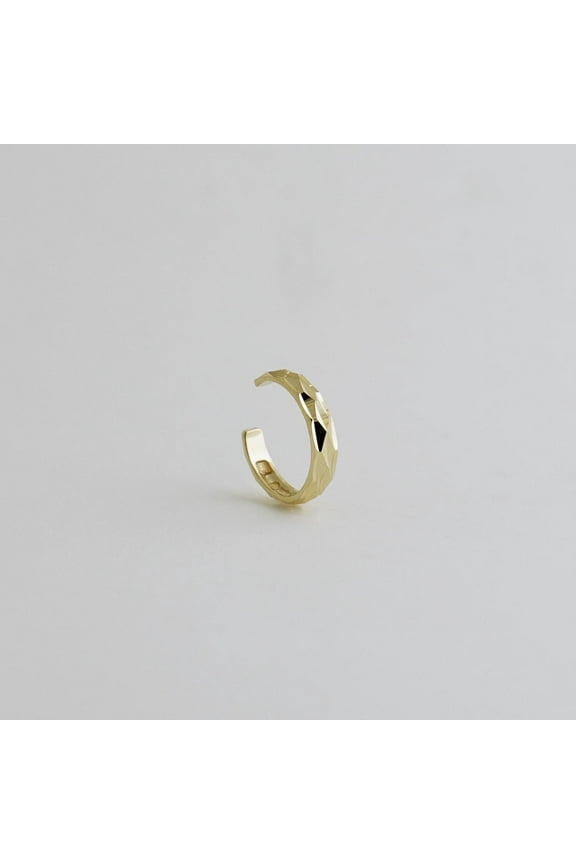 14K real solid Gold Thick Ear Cuff No Piercing Cartilage Helix - Yellow Gold