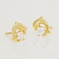 thumbnail image 1 of Anygolds 14K real solid Gold Dolphin CZ Stud Screw-back Earring, 1 of 7