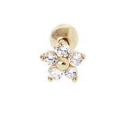 Anygolds 14K Real Solid Gold Flower Earring Helix Tragus Conch Snug Piercing