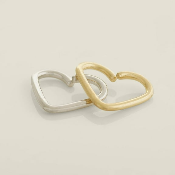 Anygolds 14K Real Solid Gold Heart Hoop Piercing - Cartilage, Daith, Helix, 16G"
