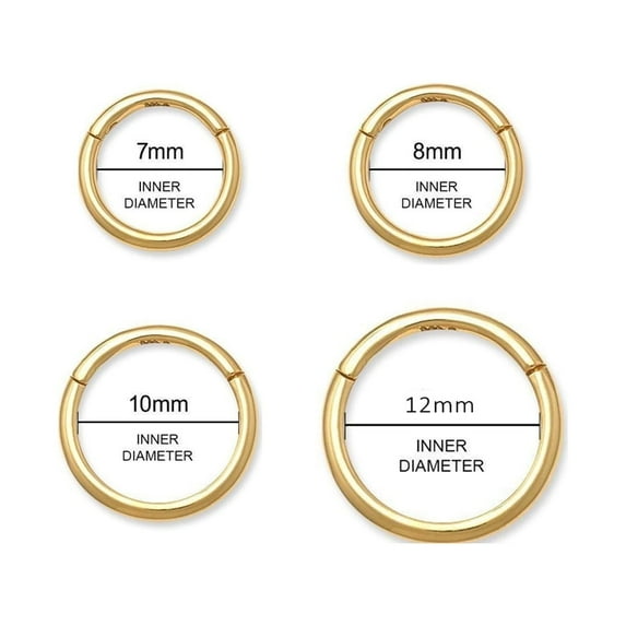 Anygolds 14K Real Solid Gold Adults' Plain Clicker Hoop, 16G 18G