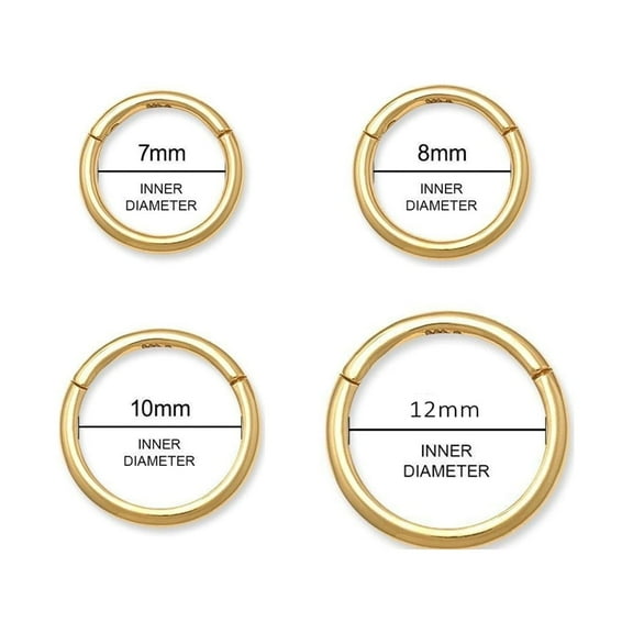 Anygolds 14K Real Solid Gold Adults' Plain Clicker Hoop, 16G 18G
