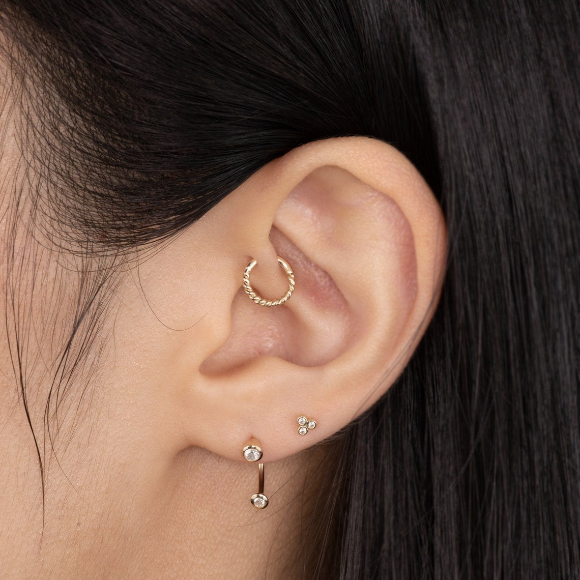 Cartilage Earring Stud Inlaid Shiny Zircon Cartilage Stud - Temu