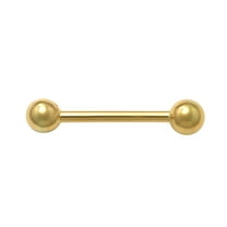 Anygolds 14K Real Solid Gold Industrial Barbell Nipple Ring Piercing Jewelry
