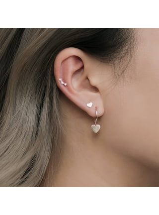  Natural Diamond Teardrop Cartilage Stud Earring in 14k Rose  Gold Helix Tragus Conch Diath Ear Piercing Internally Threaded Flat Back  0.05 cttw, Clarity SI1-SI2 Upper Ear Piercing Single Stud : Clothing