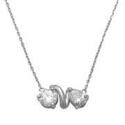 Anygolds 14K Real Solid Gold Pear & Round Chain Necklace Dainty Minimalist Diamond CZ Pendant Yellow / White Gold Chain Necklace Jewelry - MCHP3548-EX-CZW White Gold