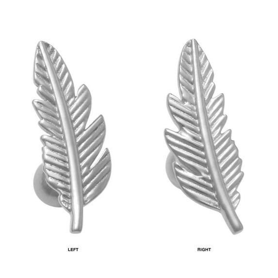 Anygolds 14K Real Solid Gold Right Leaf Ear Piercings 18gauge -MBJ4727-6RW White Gold