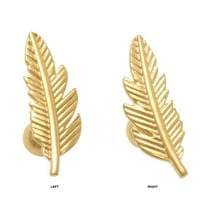 Anygolds 14K Real Solid Gold Right Leaf Ear Piercings 18gauge -MBJ4727-6RY Yellow Gold