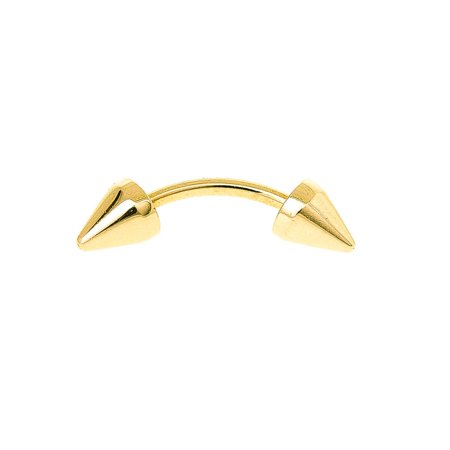 Anygolds 14K Real Solid Gold Adults' Spike Curved Barbell, 16G