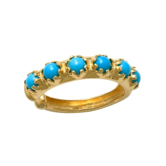 Anygolds 14K real solid Gold Turquoise Bold Ear Cuff No Piercing