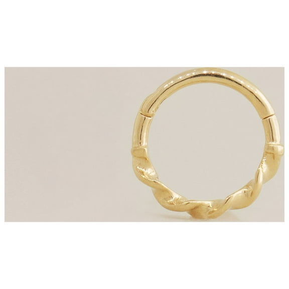 Anygolds 14K Real Solid Gold Twist Gold Hoop Septum Ring Earring Piercing Jewelry 18Gauge - MBJ4283-8Y Yellow Gold