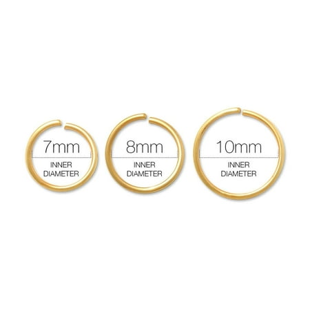 Anygolds 14K Real Solid Gold Twisted Hoop Nose Lip Eyebrow Ear Piercing