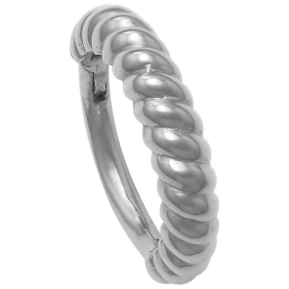 Anygolds 14K Real Solid Gold Twisted Rope Ear & Nose Hoop Ring Piercings 18 Gauge - MBJ4286W White Gold