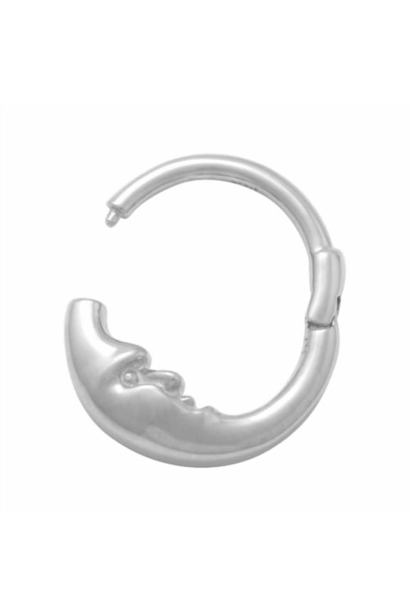 14K Real Solid Gold Adults' Moon Piercing, Hoops Huggies Studs