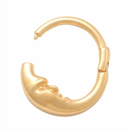 Anygolds 14K Real Solid Gold Adults' Moon Piercing, Hoops Huggies Studs