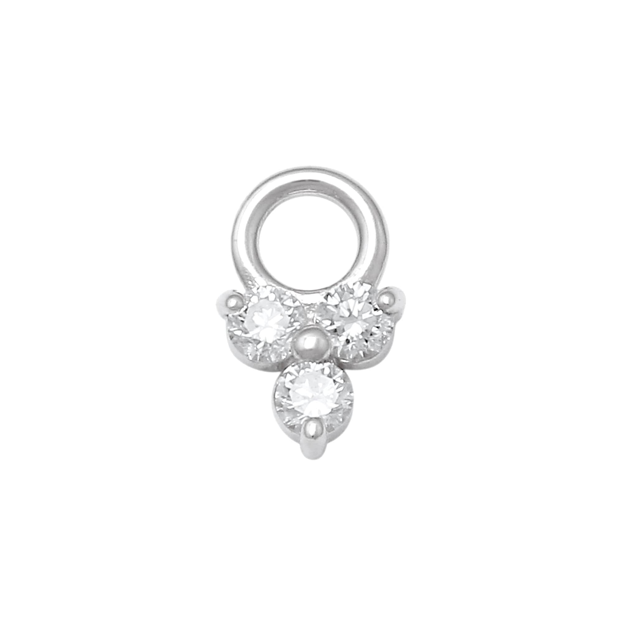 Anygolds 14K real solid Gold Diamond Trinity Lotus Hoop Earring ...
