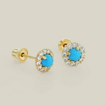 Anygolds 14K real solid Gold Turquoise Stud Earring Screw Back Piercing