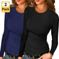 thumbnail image 1 of Anygrew 2 Pack Women Long Sleeve Top Casual Basic Slim Knit Ribbed T Shirt, 1 of 5