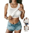 thumbnail image 1 of Anygrew Women Built-in Bra Tank Tops Sleeveless Casual Shirts Racerback Ribbed Fitted Tank Tops Casual Basic Slim Fit Ribbed Top, 1 of 7