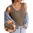 thumbnail image 1 of Anygrew Women Built-in Bra Tank Tops Sleeveless Casual Shirts Racerback Ribbed Fitted Tank Tops Casual Basic Slim Fit Ribbed Top, 1 of 7