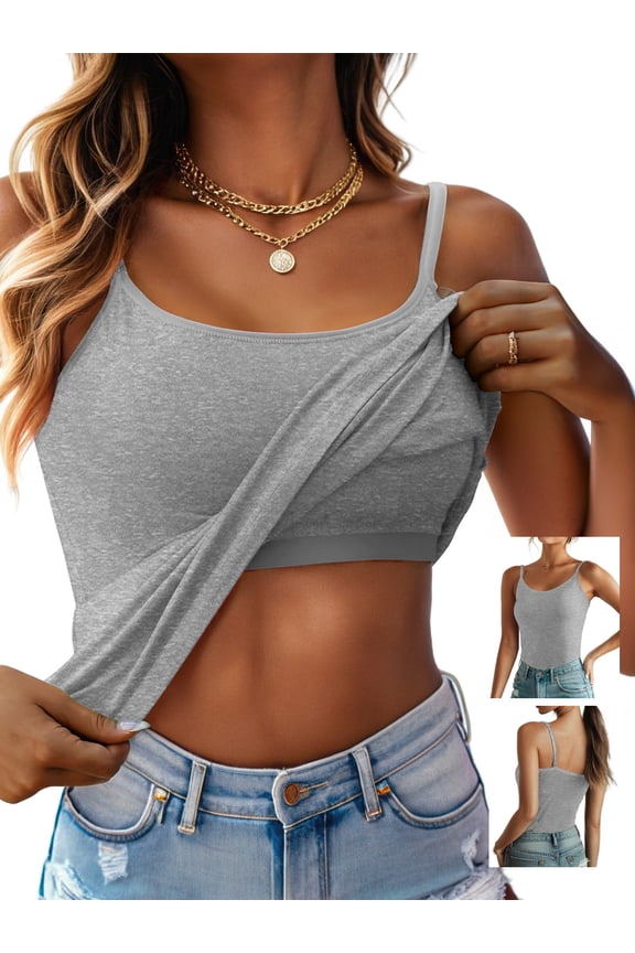 Camisole Tops for Women with Built in Bra Adjustable Strap Tank Top Casual Basic Cami Tanks
