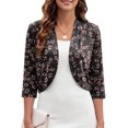 thumbnail image 1 of Anygrew Women's Lightweight Cardigans Casual 3/4 Sleeves Shrugs Open Front Cropped Cardigan Bolero for Dress, 1 of 8