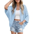 thumbnail image 1 of Anygrew Women's Lightweight Crochet Cardigan - Open Front Batwing Sleeve Hollow Out Summer Cover Up, 1 of 5