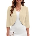 thumbnail image 1 of Anygrew Women's Lightweight Cardigans Casual 3/4 Sleeves Shrugs Open Front Cropped Cardigan Bolero for Dress, 1 of 8