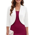 thumbnail image 1 of Anygrew Women's Lightweight Cardigans Casual 3/4 Sleeves Shrugs Open Front Cropped Cardigan Bolero for Dress, 1 of 8