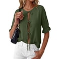thumbnail image 1 of Anygrew Women's Lightweight Knit Cardigan - Tie Front Ruffle Short Sleeve Open Front Summer Cover Up Sweater Top, 1 of 6