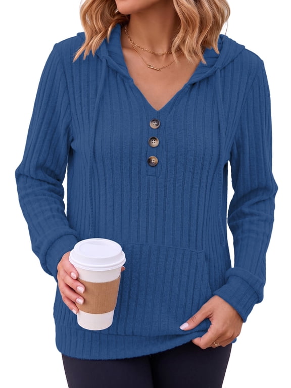 Hoodies for Women Lightweight Long Sleeve Shirts Sweatshirt with Kangaroo Pocket Pullover Sweaters Fall Tops